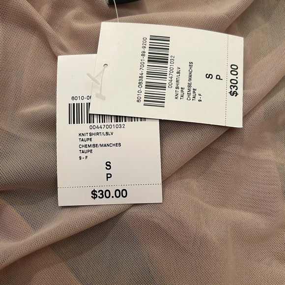 Brand new sheer see through beige button-up shirt with tags - Picture 6 of 7